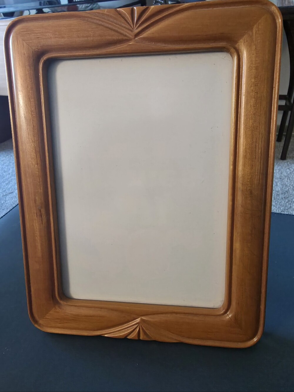 Gorgeous Bevelled Wooden Easel Picture Frame, carved thick Maple